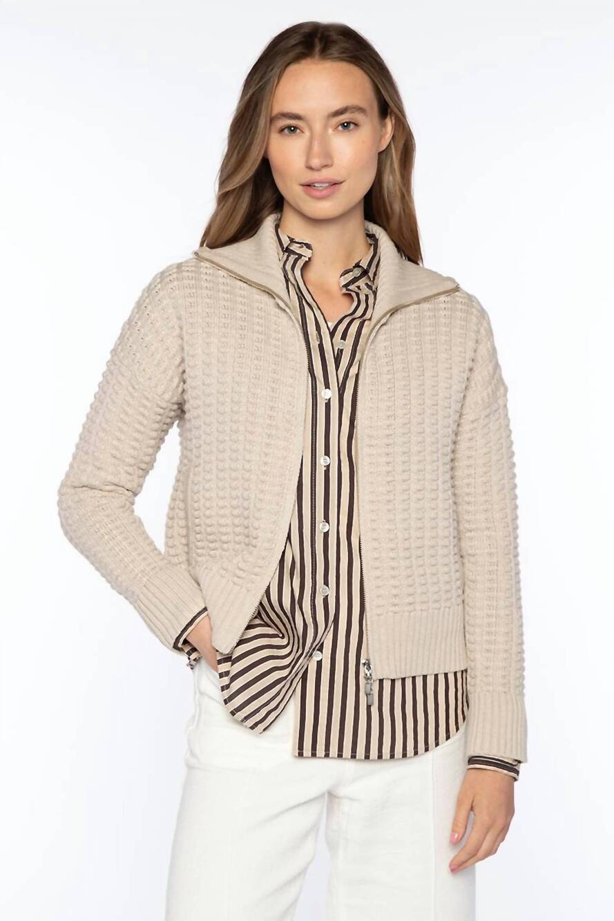 NEW KINROSS bobble cardigan in dune
